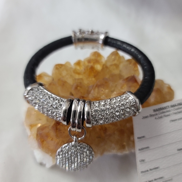 Vintage Joan Boyce Leather Pavé Crystal Bracelets - Picture 3 of 8